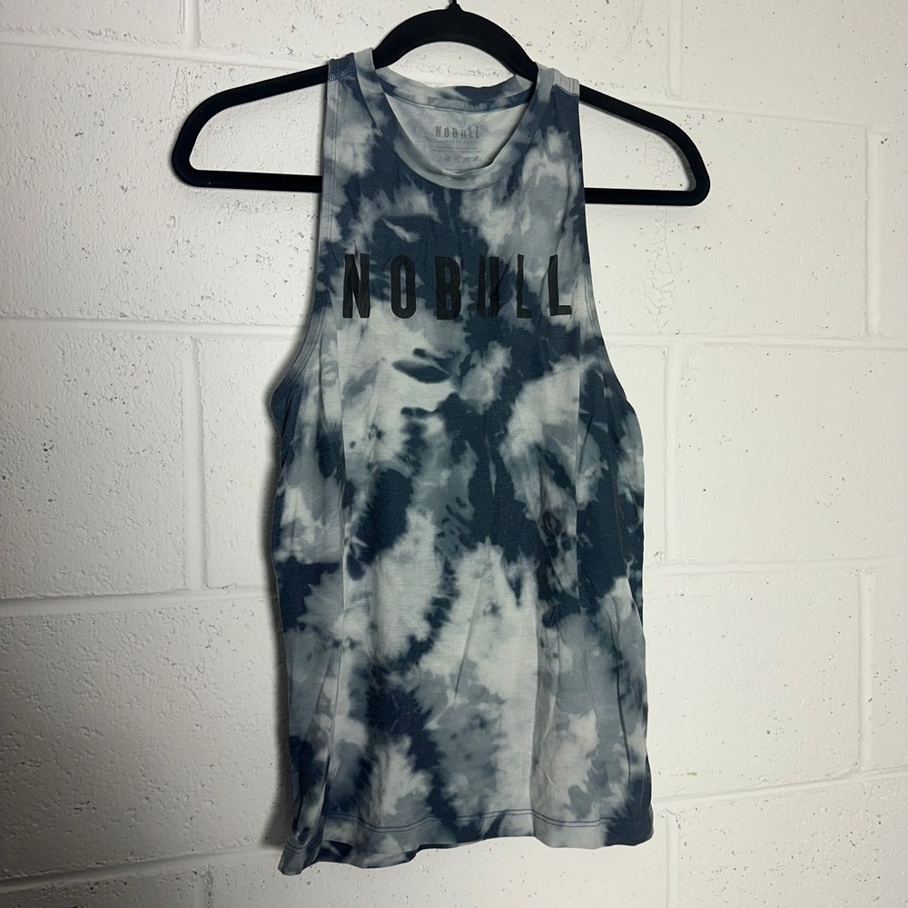 NOBULL Womens High Neck Racerback Tank Top Grey White Tie Dye Size XS Athletic